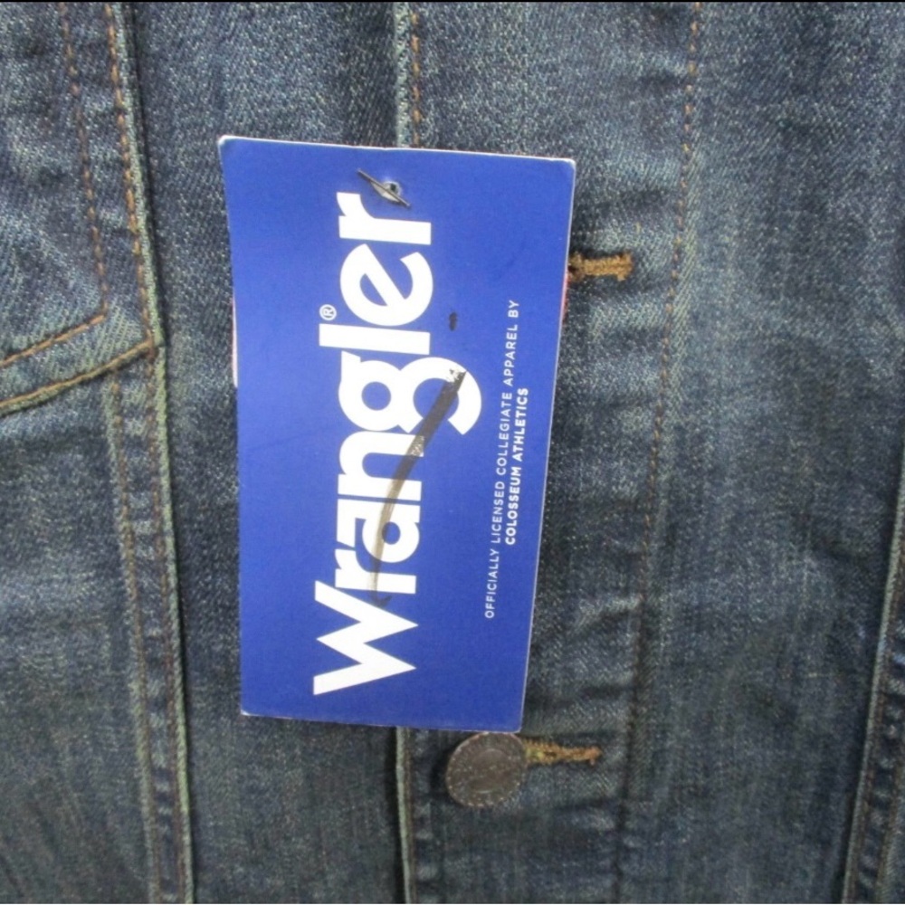 Wrangler Texas A&M Denim Jacket Womens XL Aggies Blue Button Up Jean Cotton New - Picture 5 of 9